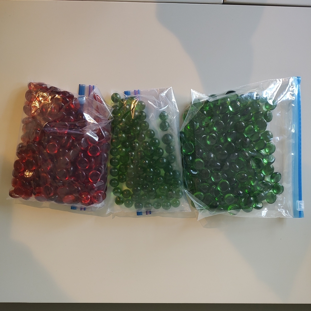 Glass Beads Set For Vase Filler Set Of Three Green And Red